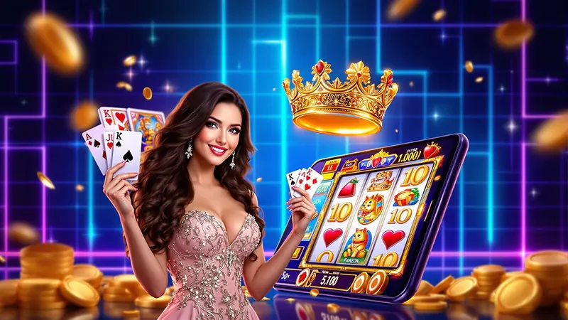 เกมสล็อตบนหน้าจอแนวนอนที่แสดงรอบโบนัสและสัญลักษณ์ตกต่อเนื่อง